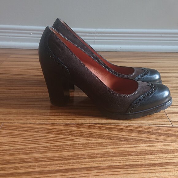 [EUC] GEOX Respira Amphibiox Leather/Suede Block Heel Pumps - Picture 4 of 7